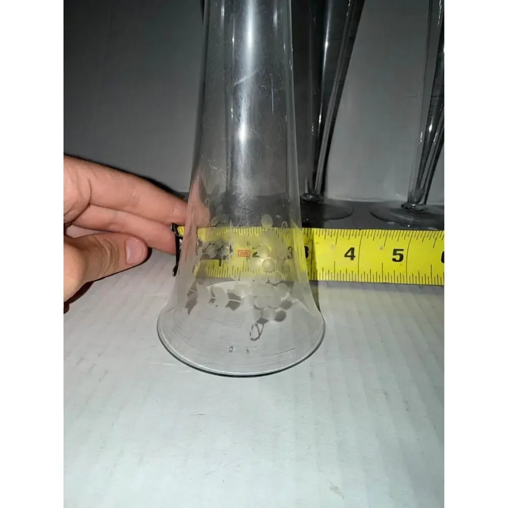Set of 4 Etched Grape and Leaf Champagne Flutes - $40